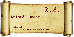Kristóf Andor névjegykártya